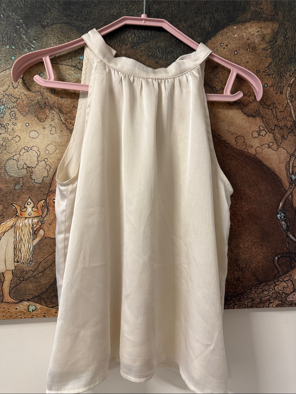 Cream Halter Neck Tank Top
